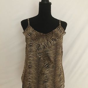 Liz Claiborne Animal Print Lined Ruffled Tank Top